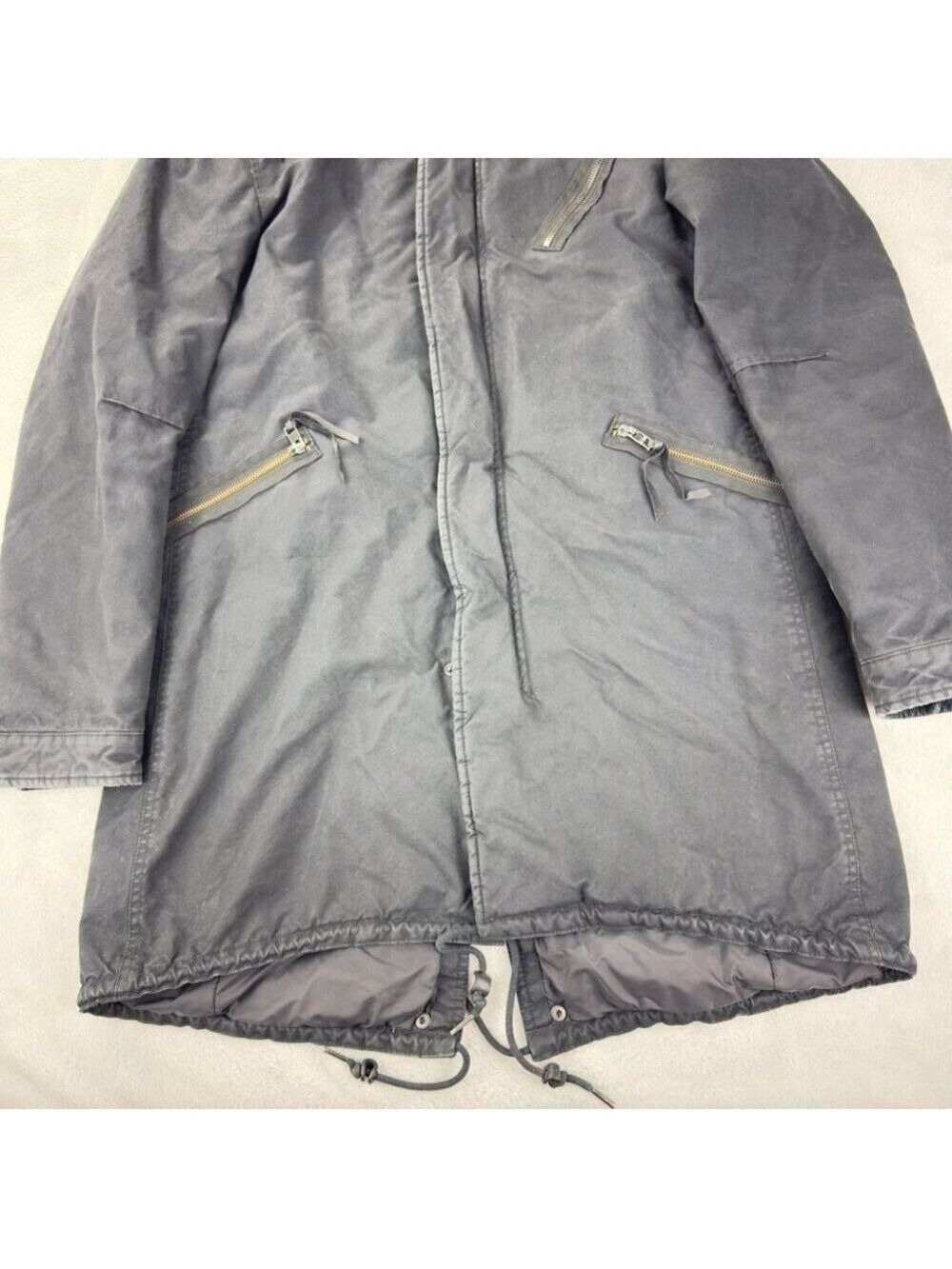 All Saints Men's Size Small Kray Black Parka Made in Turkey British Millerain - Picture 10 of 13